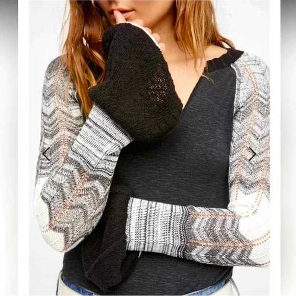 Free People Black and Gray Knit Top - Picture 2 of 6